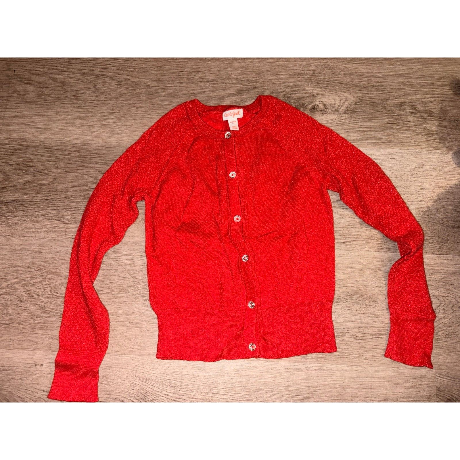 Cardigan Girls Size 7-8 Red Sparkly